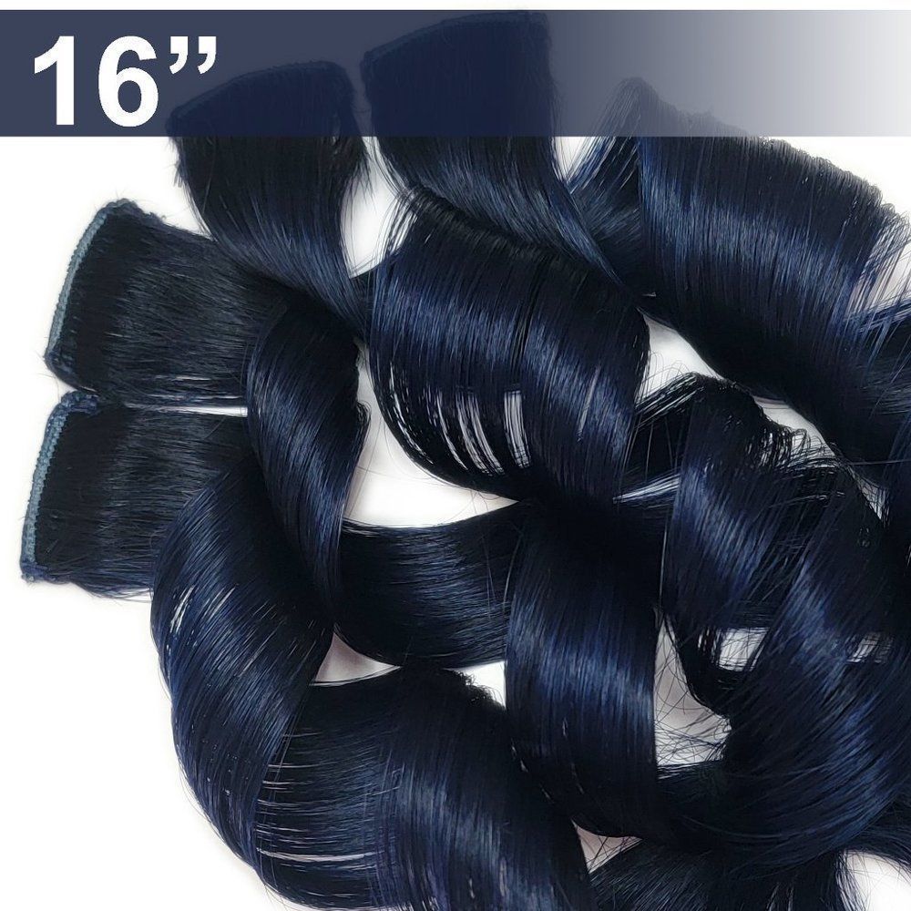 Dark Blue Real Human Hair Extensions Clip in Galaxy Mermaid Hairstyles